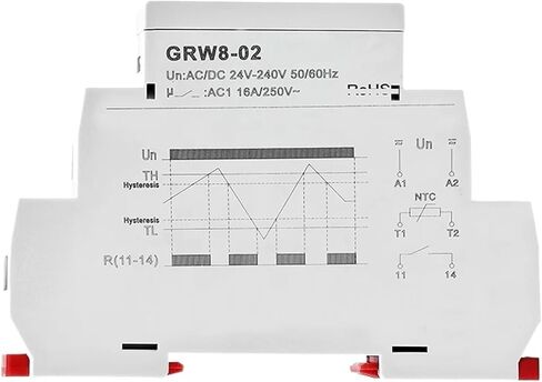 1 قطعة GRW8 Din السكك الحديدية التحكم في درجة الحرارة التتابع 16A واسعة النطاق الجهد التيار المتناوب/DC24-240V مع مستشعر مقاوم للماء (GRW8-02 1 متر الاستشعار) in Kuwait
