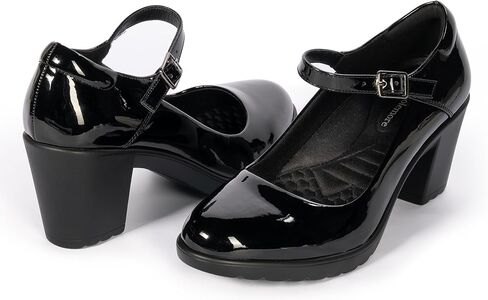 Cusolemore Mary Jane Heels with Arch Support, Closed Round Toe Chunky Pumps for Women, Comfortable Block Heel Dress Shoes in Saudi Arabia
