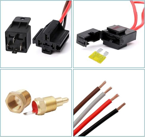 المزدوج مشعاع كهربي مروحة التتابع عدة 12 فولت 40AMP الكهربائية مروحة التبريد الأسلاك عدة ترموستات التبديل 185 على 175 قبالة in Kuwait