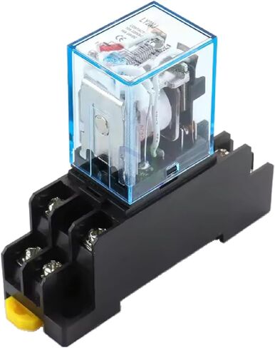 LY2NJ HH62P Electromagnetic Power Relay with Socket Base, 10A 8 Pin, DIN Rail Mountable, CE Certified, Compact Design (DC12V) in Saudi Arabia