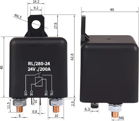 RL/280-24 Heavy Duty Automotive Power Relay, 24V 200A DC, Black, CE Certified, High Current Starting Relay for Vehicle Applications (200A 48V) in Saudi Arabia