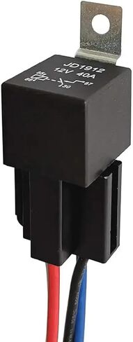 JD1912 Automotive Relay with Harness Socket, 12V 40A SPST, Heavy Duty with Color-Labeled Wires for Car Truck Van Motorcycle Boat (Metal 4pin 12V) in Saudi Arabia