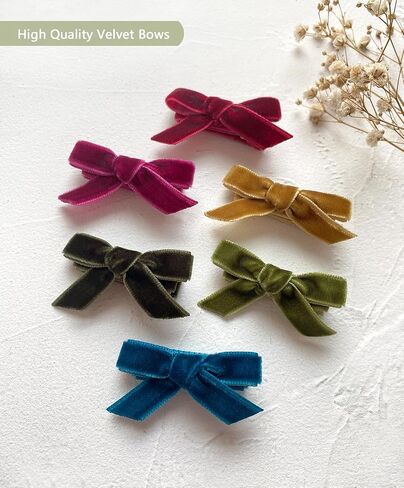 Velvet Mini Bows for Baby Girls, 20pcs Boutique Tiny Baby Hair Clips, Fully Lined Hair Barrettes Alligators for Infants Toddlers Fine Hair by Cherssy in Saudi Arabia