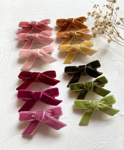 Velvet Mini Bows for Baby Girls, 20pcs Boutique Tiny Baby Hair Clips, Fully Lined Hair Barrettes Alligators for Infants Toddlers Fine Hair by Cherssy in Saudi Arabia