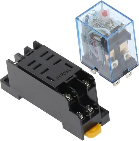 LY2NJ 8-Pin DPDT Coil Power Relay with Socket Base, AC/DC 12V 24V 36V 110V 220V, HH62P HHC68A-2Z Compatible (AC 24V) in Saudi Arabia