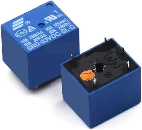 SRD 5-Pin Power Relay، 10 حزم، غلاف أزرق، تصنيف 10A 250VAC، خيارات جهد متعددة 3V-24V DC، مكون إلكتروني لمشاريع الدوائر (24VDC SRD-24VDC-SL-C) in Kuwait