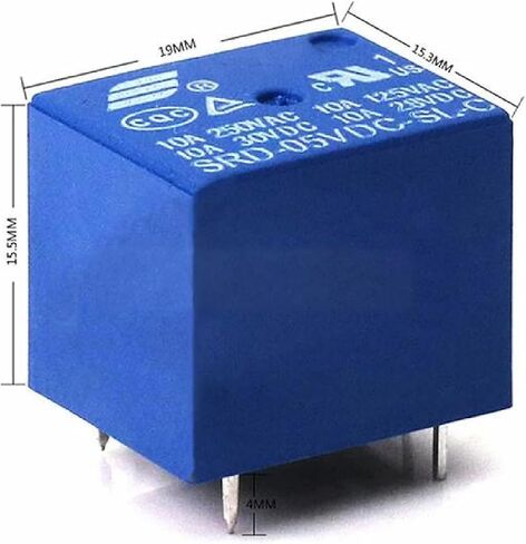 SRD 5-Pin Power Relay، 10 حزم، غلاف أزرق، تصنيف 10A 250VAC، خيارات جهد متعددة 3V-24V DC، مكون إلكتروني لمشاريع الدوائر (24VDC SRD-24VDC-SL-C) in Kuwait