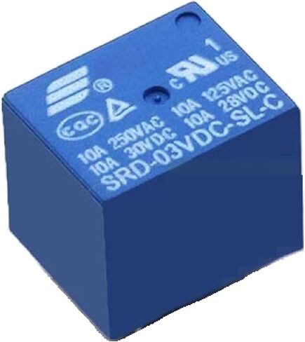 SRD 5-Pin Power Relay، 10 حزم، غلاف أزرق، تصنيف 10A 250VAC، خيارات جهد متعددة 3V-24V DC، مكون إلكتروني لمشاريع الدوائر (24VDC SRD-24VDC-SL-C) in Kuwait