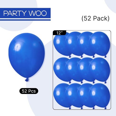 PartyWoo Black Balloons, 52 pcs 12 Inch Black Balloons, Latex Balloons for Balloon Garland or Balloon Arch as Birthday Party Decorations, Wedding Decorations, Baby Shower Decorations, Black-Y18 in Saudi Arabia