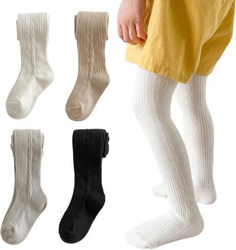 Baby Girl Cable Knit Leggings Stocking Tights Footed Pants Toddler Kids Cotton Warm Pantyhose 1-8Years in Kuwait