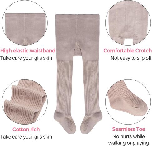 Baby Girl Cable Knit Leggings Stocking Tights Footed Pants Toddler Kids Cotton Warm Pantyhose 1-8Years in Kuwait
