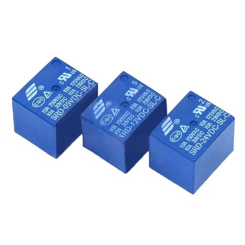 SRD 5-Pin Power Relay, 10 Pack, Blue Plastic Housing, 10A 250VAC Rating, Compatible with 3V/5V/12V/24V DC, for Industrial and Electronic Applications (6VDC SRD-06VDC-SL-C) in Saudi Arabia
