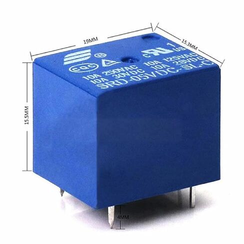 SRD 5-Pin Power Relay, 10 Pack, Blue Plastic Housing, 10A 250VAC Rating, Compatible with 3V/5V/12V/24V DC, for Industrial and Electronic Applications (6VDC SRD-06VDC-SL-C) in Saudi Arabia