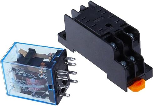 مفتاح مرحل كهرومغناطيسي صغير MY2P HH52P DPDT مع قاعدة مقبس، مؤشر LED، قاعدة مقبس متوافقة، التحكم في ملف الأغراض العامة (36 فولت تيار مستمر) in Kuwait