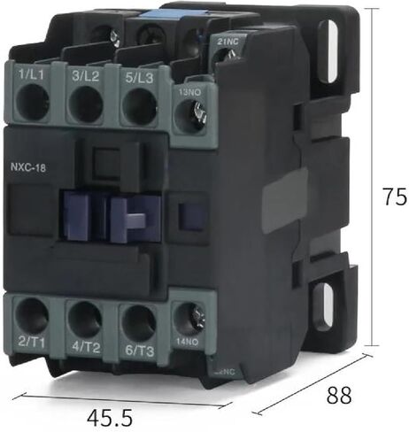 NXC-18 Industrial Electrical Contactor, 18A Rating, 1NO+1NC Configuration, Black, 75mm x 88mm x 45.5mm, Compact Design for Control Applications (AC 24V) in Kuwait