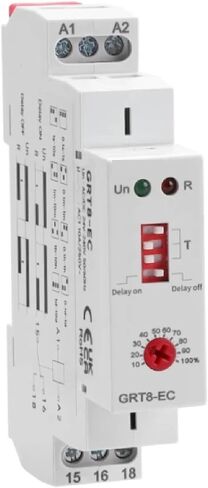 GRT8-EC مرحل مؤقت صناعي، تأخير تشغيل/إيقاف مزدوج الوظيفة 10 أمبير، تيار متردد/تيار مستمر 24 فولت - 380 فولت، وحدة تحكم مثبتة على السكك الحديدية DIN مع مؤشرات LED in Kuwait