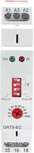 GRT8-EC مرحل مؤقت صناعي، تأخير تشغيل/إيقاف مزدوج الوظيفة 10 أمبير، تيار متردد/تيار مستمر 24 فولت - 380 فولت، وحدة تحكم مثبتة على السكك الحديدية DIN مع مؤشرات LED in Kuwait