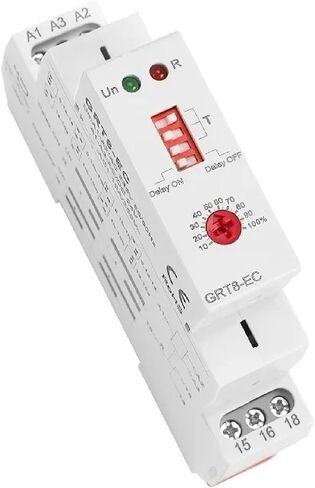 GRT8-EC مرحل مؤقت صناعي، تأخير تشغيل/إيقاف مزدوج الوظيفة 10 أمبير، تيار متردد/تيار مستمر 24 فولت - 380 فولت، وحدة تحكم مثبتة على السكك الحديدية DIN مع مؤشرات LED in Kuwait