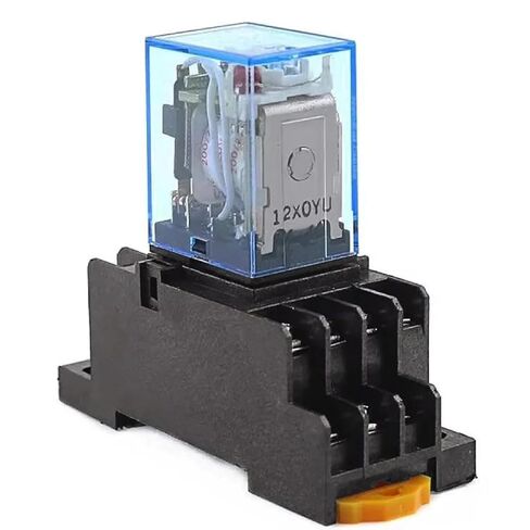 MY4 Electromagnetic Power Relay with DIN Rail Base, 14-Pin Configuration, 4NO 4NC Contacts, Mini Industrial Control Relay with Mounting Socket (220V AC) in Saudi Arabia