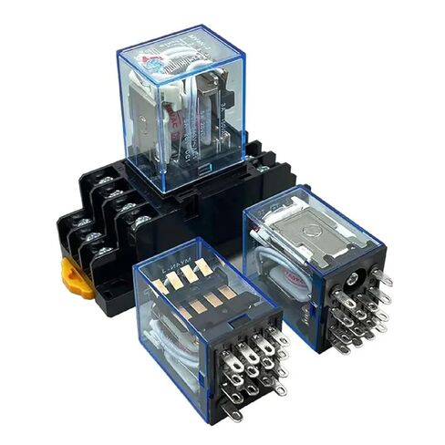 MY4 Electromagnetic Power Relay with DIN Rail Base, 14-Pin Configuration, 4NO 4NC Contacts, Mini Industrial Control Relay with Mounting Socket (220V AC) in Saudi Arabia