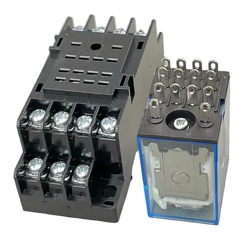 MY4 Electromagnetic Power Relay with DIN Rail Base, 14-Pin Configuration, 4NO 4NC Contacts, Mini Industrial Control Relay with Mounting Socket (220V AC) in Saudi Arabia