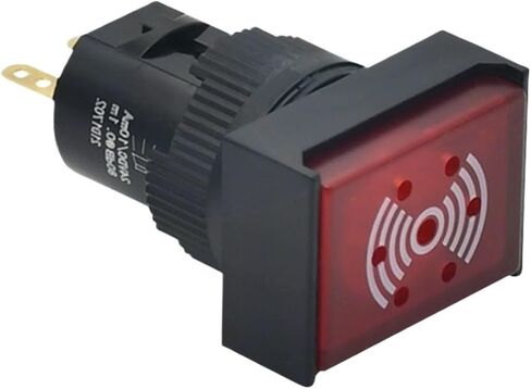 16mm Buzzer with Light, Loud, Continuous, high Pitch, Round, Rectangular, 12V, 24V(Rectangular red Light 12V) in Kuwait