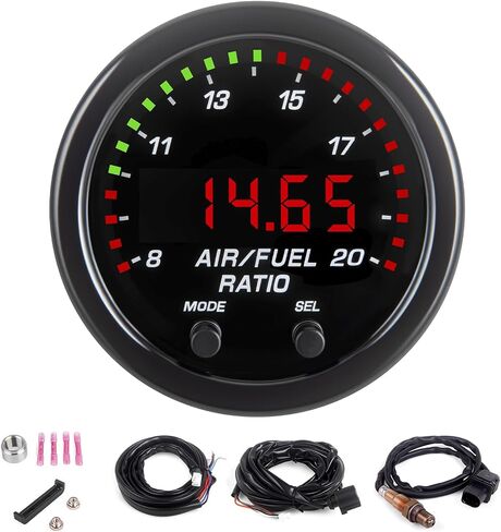 مجموعة قياس AFR لنسبة الهواء/الوقود من UEGO عريضة النطاق 0-5 فولت مخرج تناظري مع مستشعر LSU 4.9 O2 شاشة LED رقمية مقياس AFR/Lambda 52 مم (2-1/16 بوصة) in Kuwait
