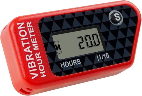 Runleader RL-HM016L Digital Vibration Activated Hour Meter, Cordless Design for Gasoline Diesel AC/DC Powered Equipment.(Red) in Kuwait