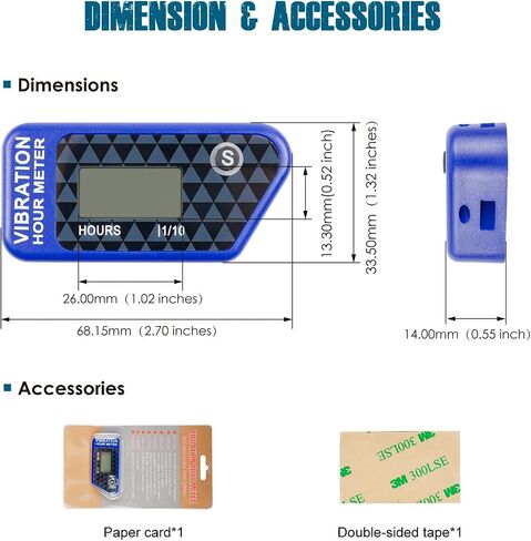 Runleader RL-HM016L Digital Vibration Activated Hour Meter, Cordless Design for Gasoline Diesel AC/DC Powered Equipment.(Red) in Saudi Arabia