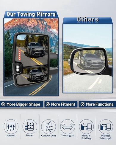 ECCPP Towing Mirrors for 1999-2006 Chevy Silverado GMC Sierra Pickup all models Black Manual Telescoping Pair Mirrors in Kuwait