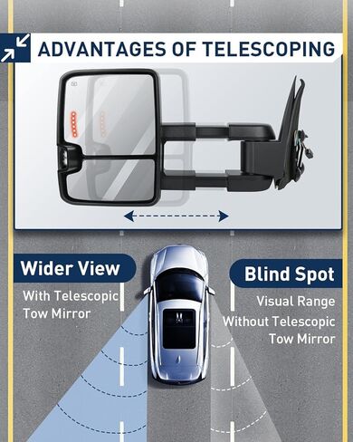 ECCPP Towing Mirrors for 1999-2006 Chevy Silverado GMC Sierra Pickup all models Black Manual Telescoping Pair Mirrors in Kuwait