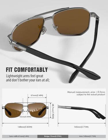 LUENX Men's Aviator Sunglasses Polarized Square Polygon Retro Shades UV 400 Protection in Saudi Arabia