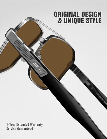 LUENX Men's Aviator Sunglasses Polarized Square Polygon Retro Shades UV 400 Protection in Saudi Arabia