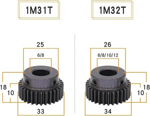 ميتال جير 1M-31T/32T/33T/34T SC45 # الكربون الصلب المواد حفز تتحمل حجم 6/8/10/12 مللي متر 1 قطعة (12 مللي متر ، 1M31T) in Kuwait