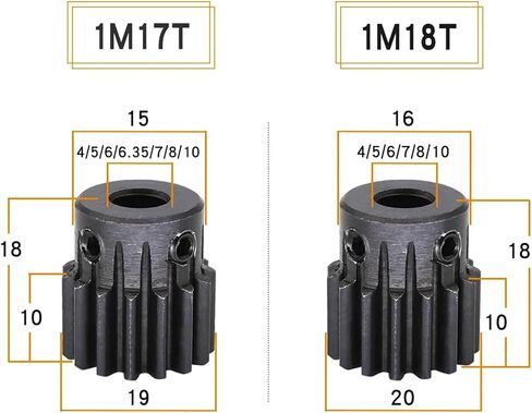 1 متر ترس 1M-17T/18T SC45 # الكربون الصلب مهماز حجم التجويف 4/5/6/6.35/7/8/10 مللي متر 1 قطعة (6 مللي متر ، 1M18T) in Kuwait
