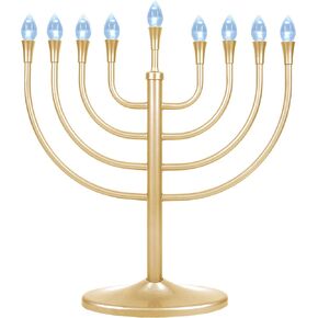 Zion Judaica Large Display Menorah Electric Hanukah Menorah Powered by USB Hanukkiah with LED Flame-Shaped Bulbs Chanukah Lights Minorah Hanukah Decor in Kuwait