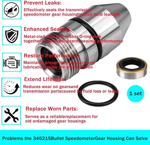 طقم ختم ترس عداد السرعة لسيارة شيفروليه TH200، TH250، TH350، يتضمن غطاء تروس عداد السرعة 345215 مع حلقة على شكل O وختم معدني ملفوف لمنع التسربات (مجموعة واحدة) in Saudi Arabia