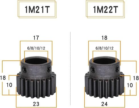 ترس 1M-21T/22T/23T/24T SC45 # الكربون الصلب مهماز حجم التجويف 5/6/6.35/7/8/10/12 مم 1 قطعة (7 مم، 1M24T) in Kuwait