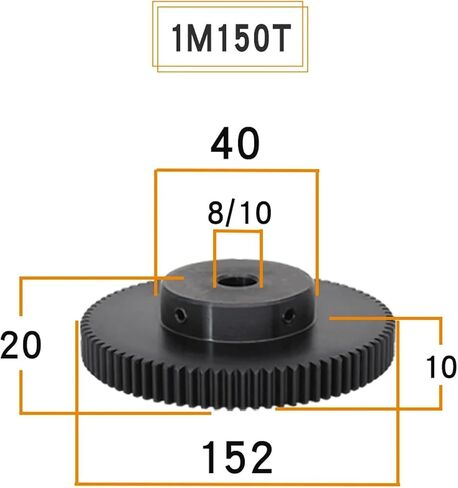 Gear 1M-130T/140T/150T/110Teeth SC45#Carbon Steel Teeth Wheel Bore Size 8/10/12mm 1Pcs(1M130T - Bore 10 mm) in Saudi Arabia