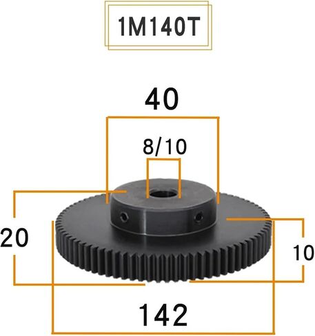 Gear 1M-130T/140T/150T/110Teeth SC45#Carbon Steel Teeth Wheel Bore Size 8/10/12mm 1Pcs(1M130T - Bore 10 mm) in Saudi Arabia