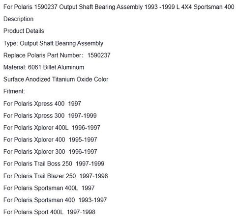 بديل لبولاريس لمجموعة محمل عمود الإخراج 1590237 1993-1999 L 4X4 400 OEM in Kuwait