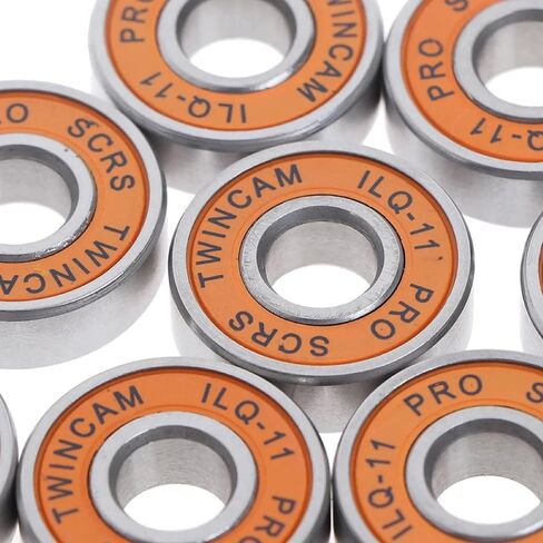 محامل التزلج الدقيقة TwinCam Pro ILQ-11، مشحمة بالزيت، 8 عبوات، برتقالية وفضية، لألواح التزلج والدراجات البخارية والألواح الطويلة والزلاجات المضمنة in Saudi Arabia
