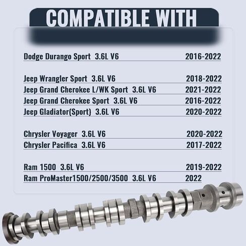 5047913AA Right Side Intake Camshaft for(2016-2024) Jeep Grand Cherokee L WK Gladiator Wrangler for Dodge Durango for Ram ProMaster 1500/2500/3500 for Chrysler Pacifica Voyager(5047913AA 5047913AD) in Kuwait