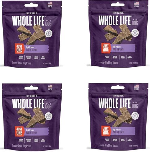 عبوات قيمة للكلاب من Whole Life Pet Just One Beef Lived Dog Treats - درجة بشرية، مجففة بالتجميد، مكون واحد - تدريب أو مكافأة، خالية من الحبوب، صنع في الولايات المتحدة الأمريكية in Kuwait