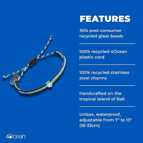 4Ocean Mangrove One-Bead Braided Bracelet - Removes 1 Pound of Ocean Plastic - Adjustable, Unisex, Handcrafted from Recycled Materials - Supports Mangrove Restoration in Saudi Arabia