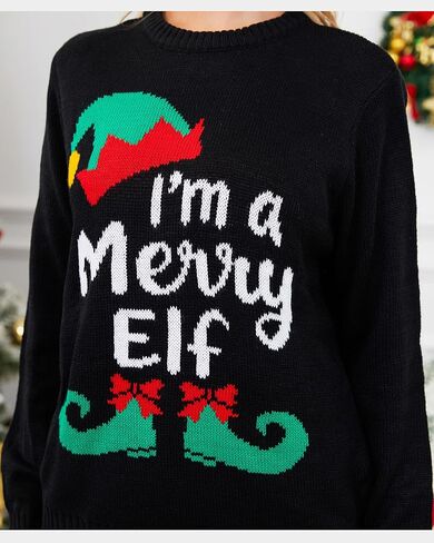 MyFav Women's Ugly Christmas Sweater Funny Novelty Crewneck Pullover Xmas Sweater Top in Kuwait