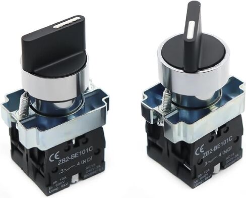 22mm Industrial Selector Switch, 220V Self-Locking Rotary Control with Push Button, 2-3 Position Multiple Contact Configuration, Model XB2-BD25 BD53 (XB2-BD33) in Saudi Arabia