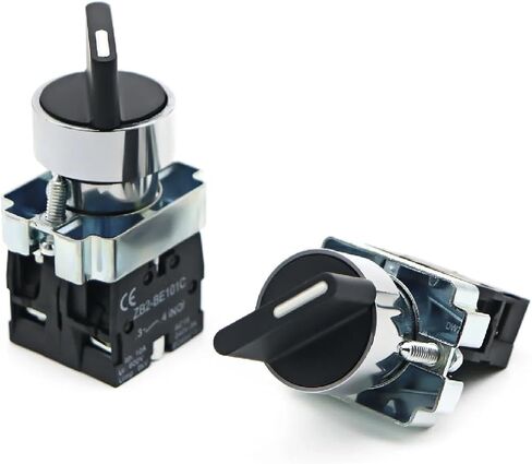 22mm Industrial Selector Switch, 220V Self-Locking Rotary Control with Push Button, 2-3 Position Multiple Contact Configuration, Model XB2-BD25 BD53 (XB2-BD33) in Saudi Arabia