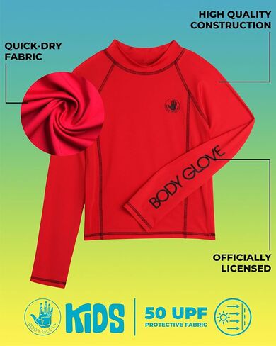 قميص Body Glove للأولاد من Rash Guard - UPF 50+ قميص سباحة سريع الجفاف للحماية من الشمس والرمال - ملابس سباحة للأطفال (5-14) in Kuwait