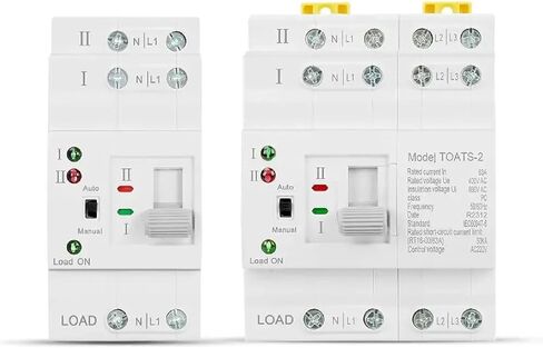 TOATS-2 Din Rail مفتاح نقل تلقائي، محدد كهربائي مزدوج الطاقة، 6A-63A، تيار متردد 50-60 هرتز، فئة الكمبيوتر الشخصي، تبديل تلقائي تحت 75 مللي ثانية (4P 63A 110V) in Saudi Arabia